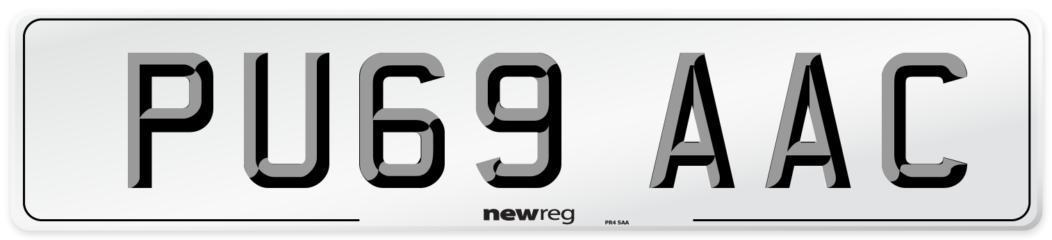 PU69 AAC Number Plate from New Reg